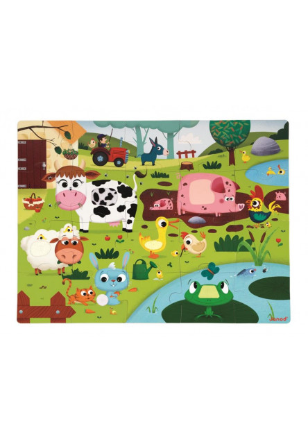 Tapintós puzzle Állatok a farmon 20 részes, 3-6 évesek számára  Janod