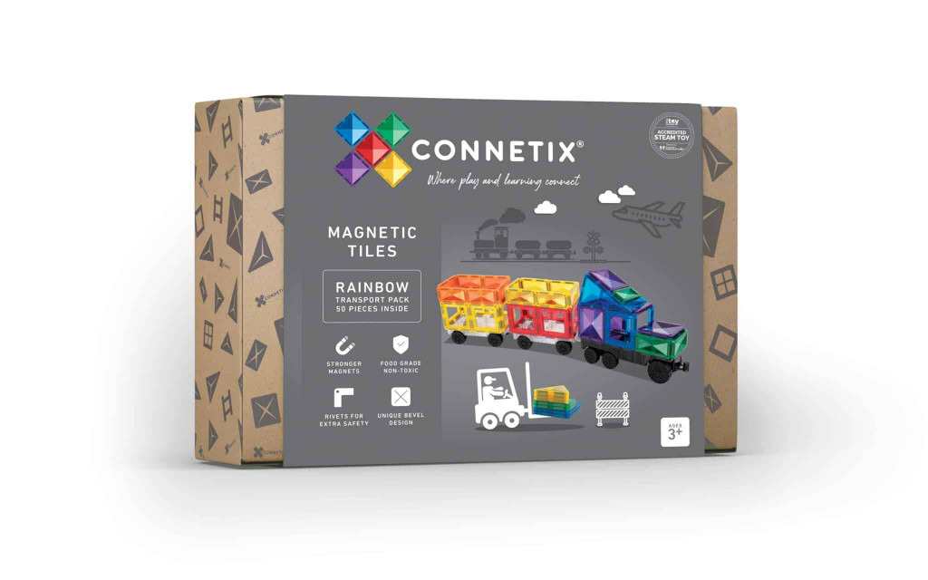 Connetix Mágneses építőkészlet - Szivárványos szállítás 50 db