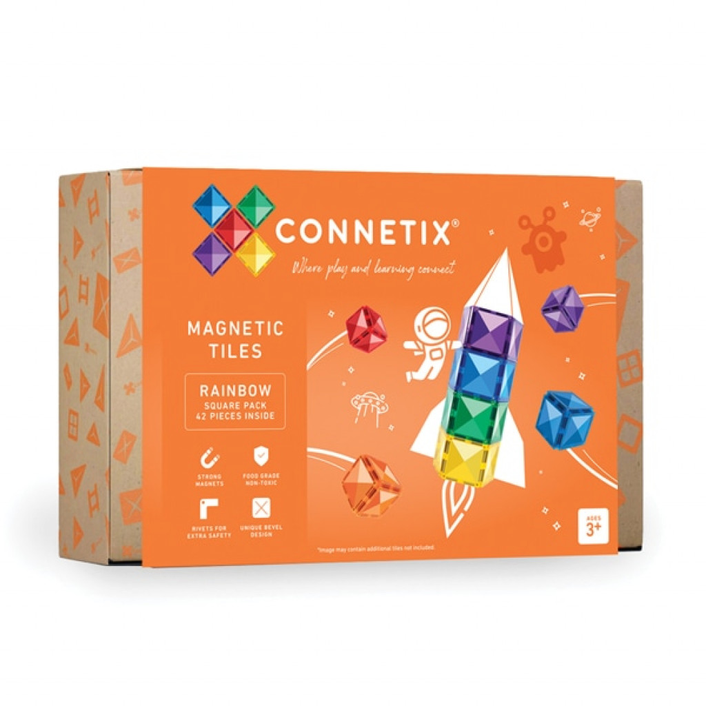 Connetix Mágneses építő készlet - Szivárvány négyzet csomag 42 db