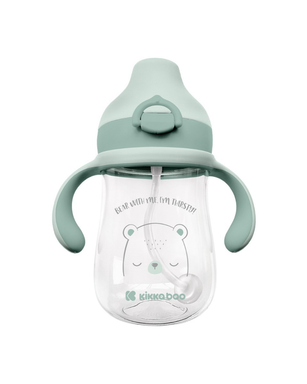 KikkaBoo Bögre szilikon szájkosárral 300ml 6m+ Bear with me Menta