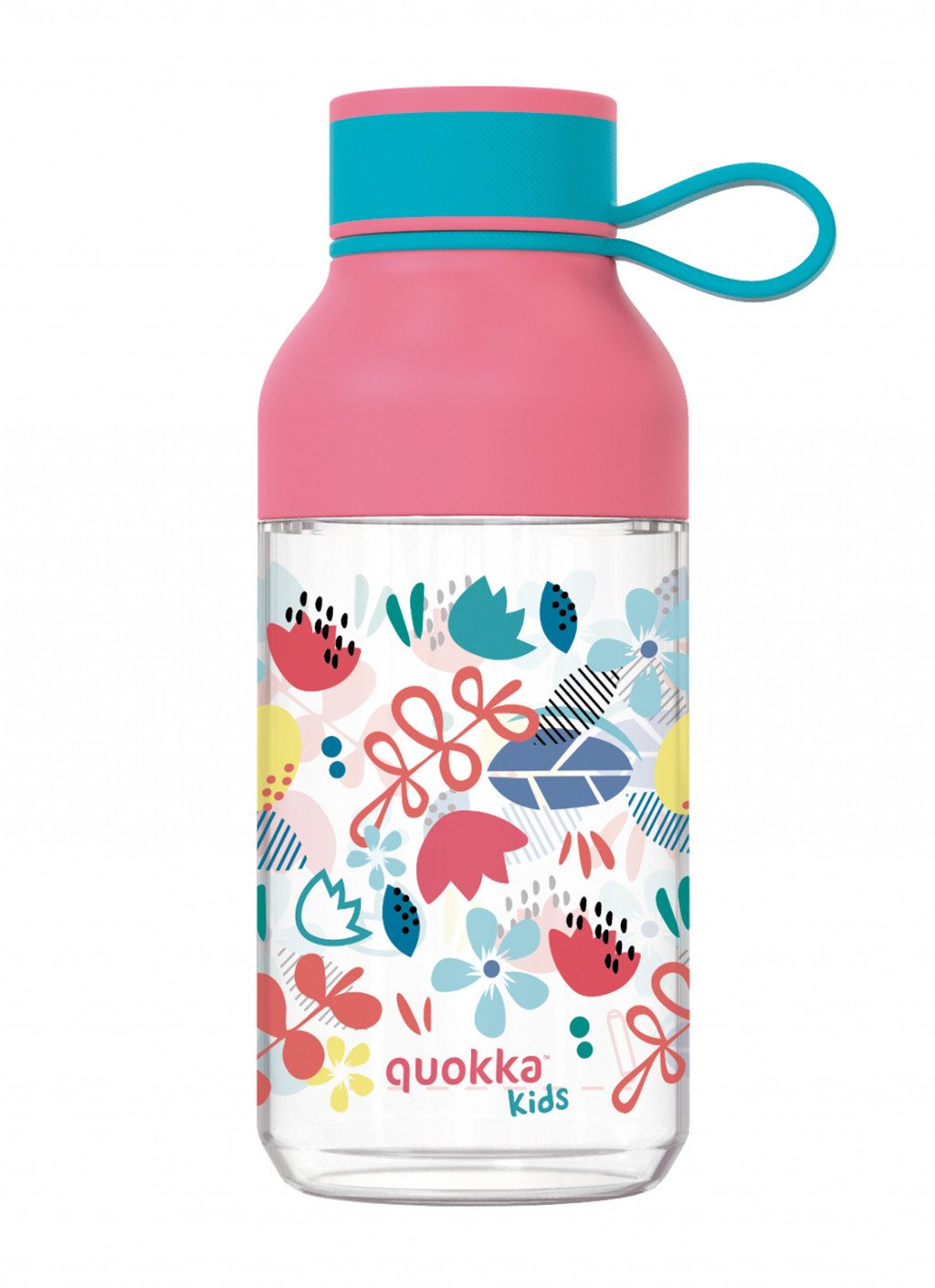 Quokka Műanyag palack Ice Kids virágokkal 430 ml