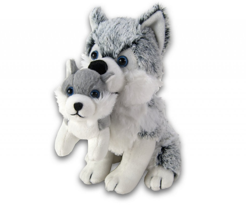 Aurora Plüss husky kiskutyával - 26 cm