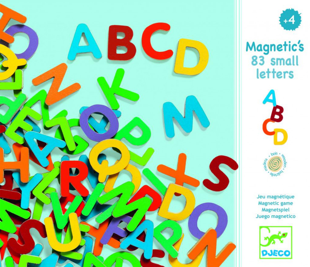 DJECO Mágneses betűkészlet - Színes nagybetűk - 83 small letters