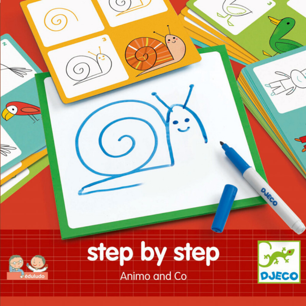 DJECO Step by step Animals and Co  - Rajzoktatás lépésről lépésre