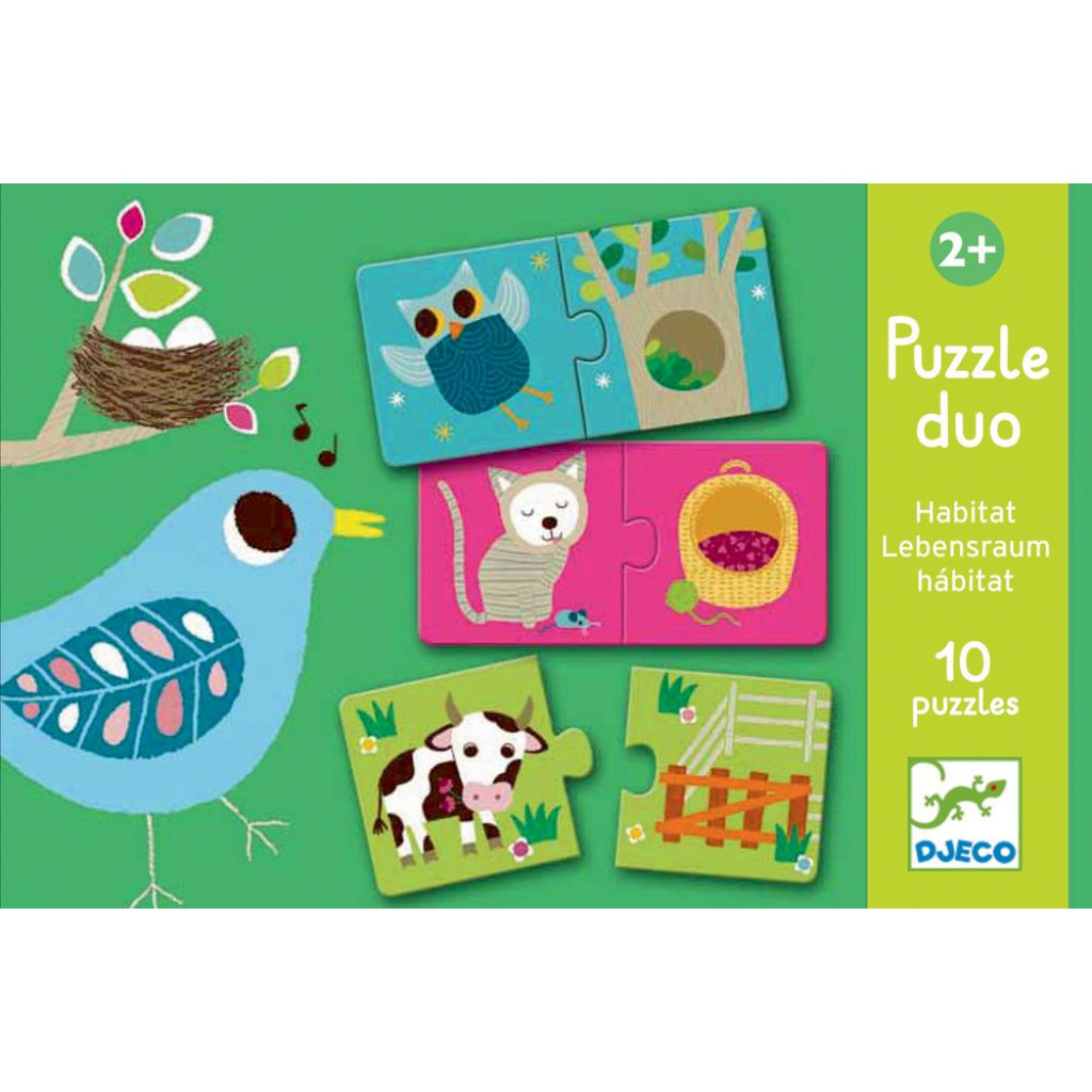 DJECO Párosító puzzle - Ki hol lakik - Habitat