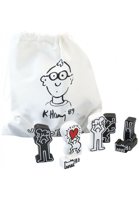 Modern fából készült sakk Keith Haring