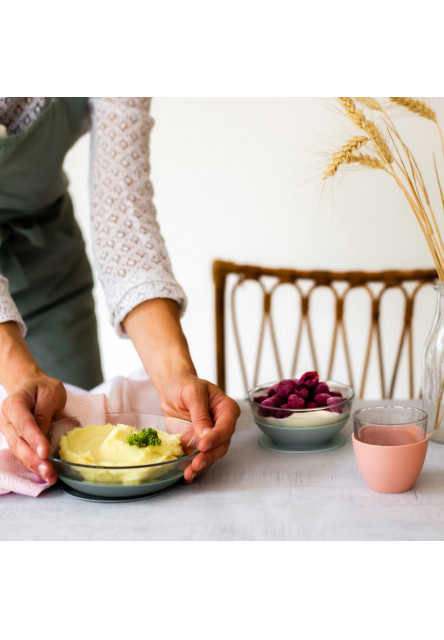 Üveg étkezőgarnitúra tapadókorongokkal Eukaliptusz